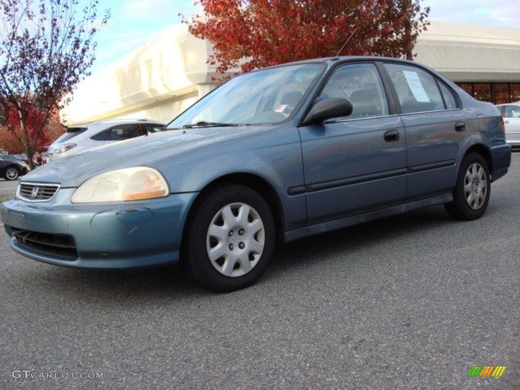 1998 Civic DX Sedan - Cyclone Blue Metallic / Gray photo #7