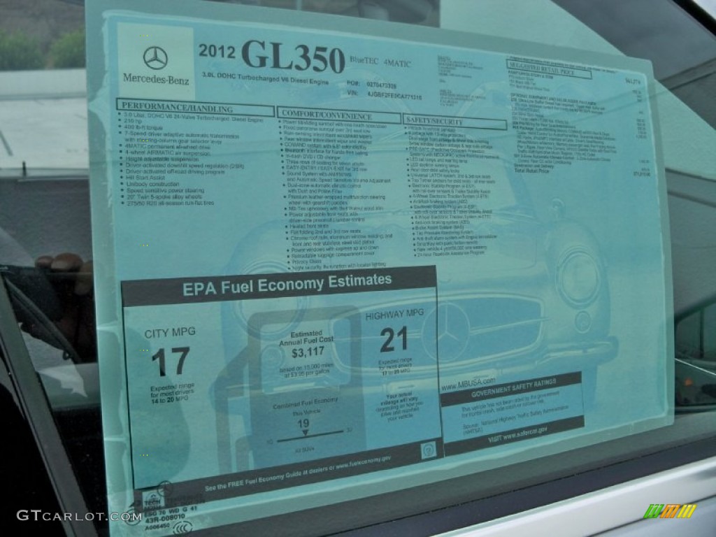 2012 Mercedes-Benz GL 350 BlueTEC 4Matic Window Sticker Photo #56378593