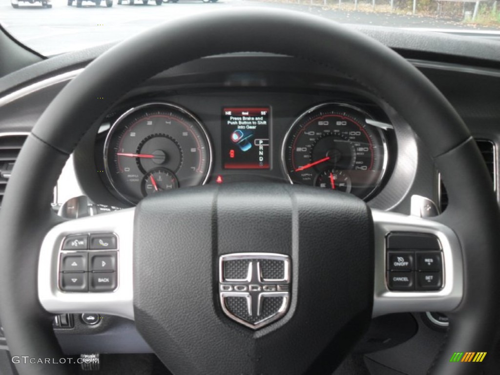 2012 Dodge Charger SXT Plus Black Steering Wheel Photo #56384764