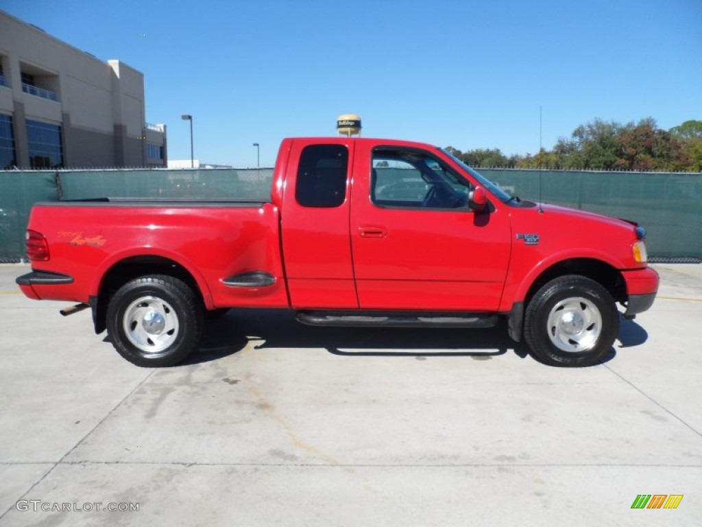 2000 F150 XLT Extended Cab 4x4 - Bright Red / Dark Graphite photo #1