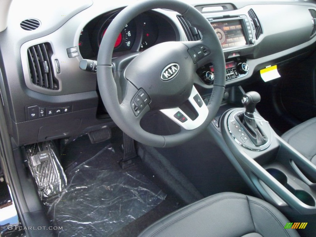 2012 Kia Sportage EX AWD Black Dashboard Photo #56387674