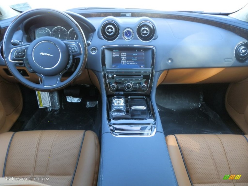 2012 Jaguar XJ XJL Portfolio London Tan/Navy Dashboard Photo #56389417