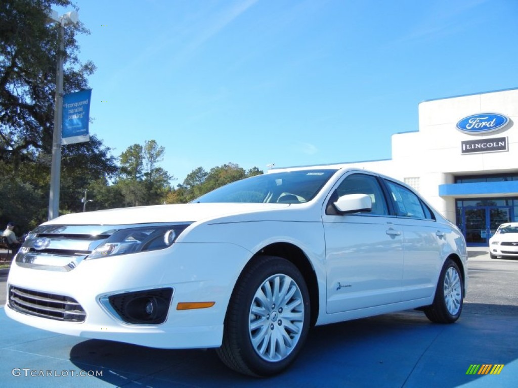 2012 Fusion Hybrid - White Platinum Tri-Coat / Medium Light Stone photo #1