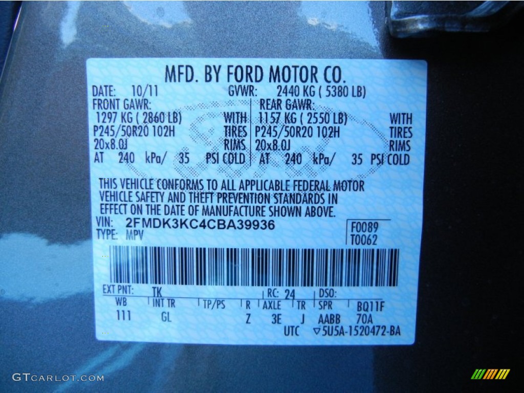 2012 Edge Color Code TK for Mineral Grey Metallic Photo #56400970
