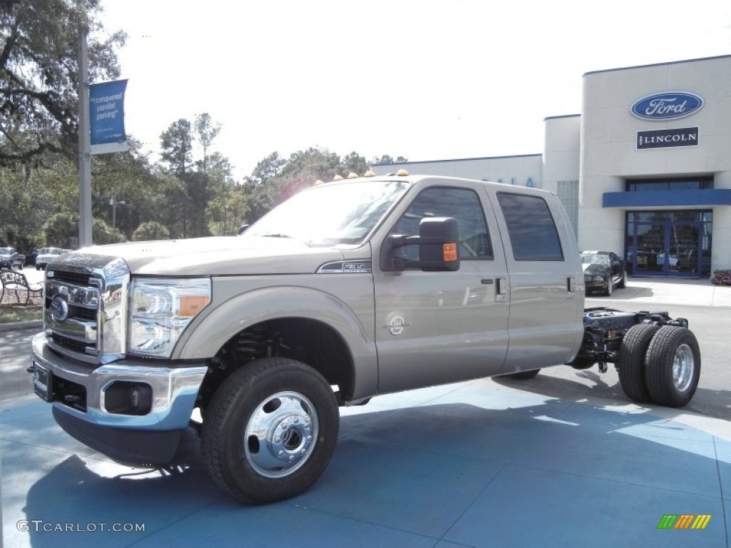 Pale Adobe Metallic 2012 Ford F350 Super Duty Lariat Crew Cab 4x4 Chassis Exterior Photo #56401297
