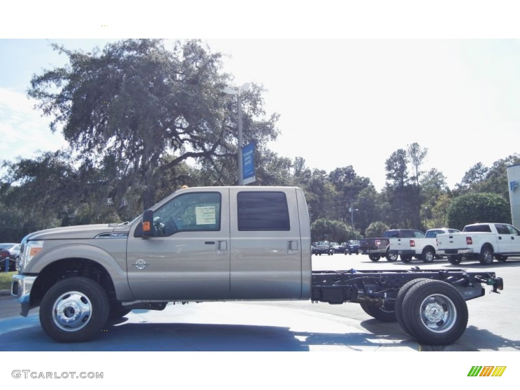 Pale Adobe Metallic 2012 Ford F350 Super Duty Lariat Crew Cab 4x4 Chassis Exterior Photo #56401306
