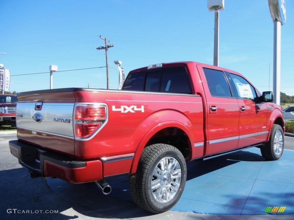 2011 F150 Platinum SuperCrew 4x4 - Red Candy Metallic / Steel Gray/Black photo #3