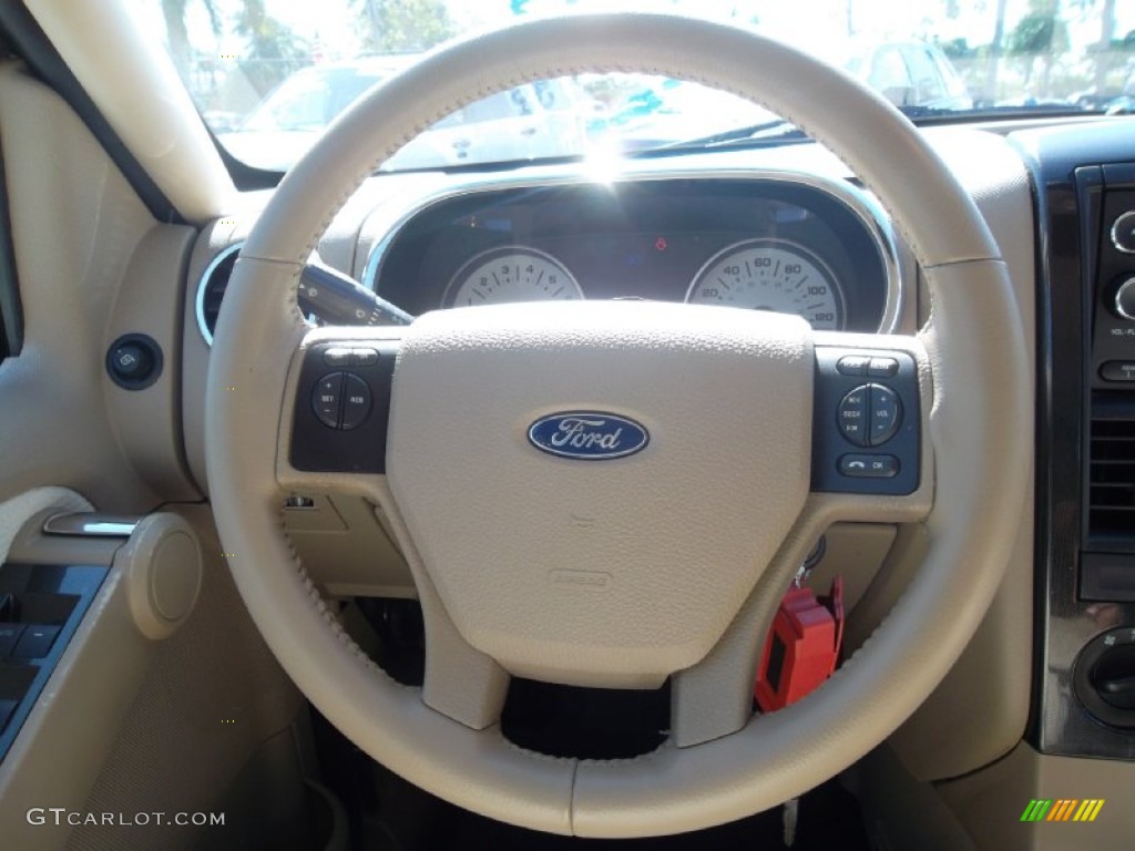 2008 Ford Explorer Sport Trac Limited Camel Steering Wheel Photo #56403895
