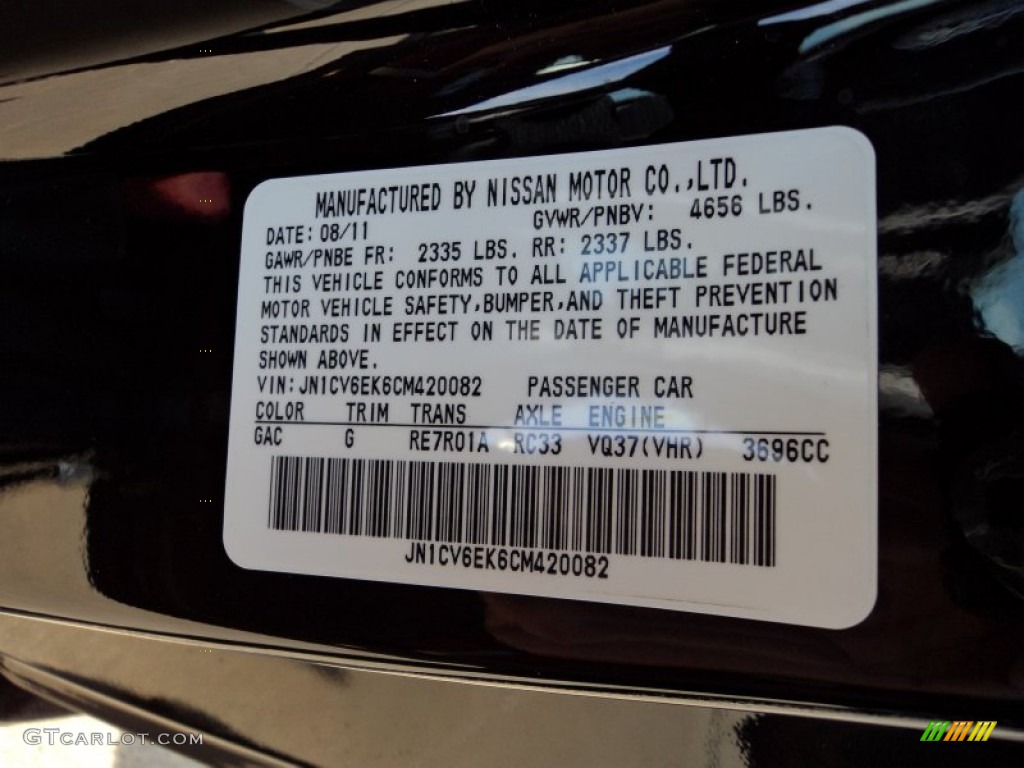 GAC 2012 Infiniti G IPL G Coupe Parts