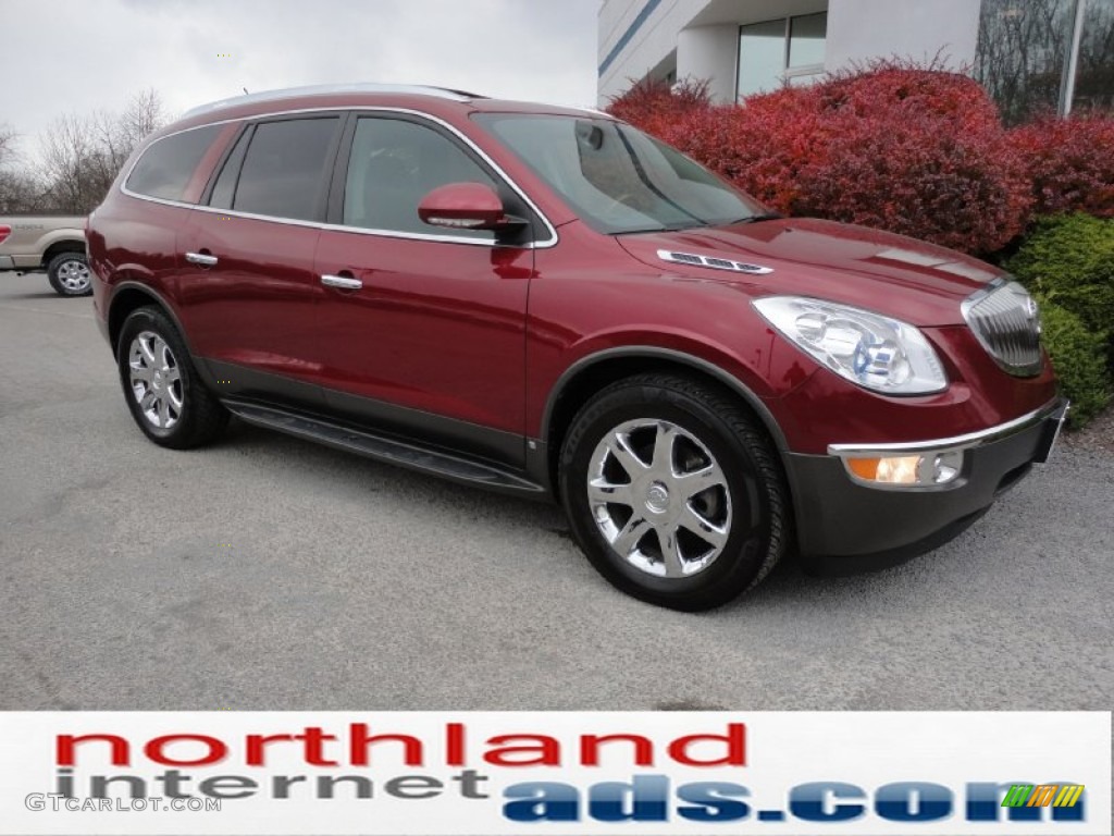 2008 Enclave CXL AWD - Dark Crimson Metallic / Ebony/Ebony photo #2