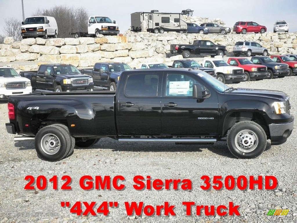 2012 Sierra 3500HD Crew Cab 4x4 Dually - Onyx Black / Dark Titanium photo #1
