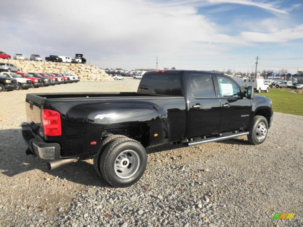 Onyx Black 2012 GMC Sierra 3500HD Crew Cab 4x4 Dually Exterior Photo #56415445