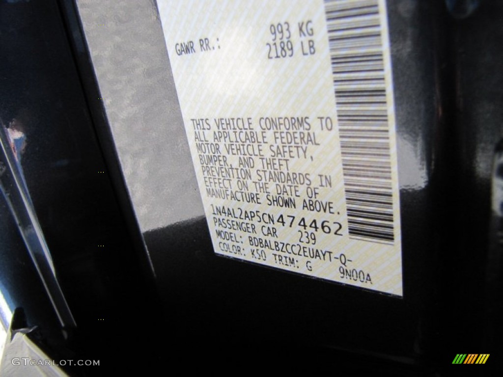 2012 Altima Color Code K50 for Dark Slate Photo #56424520