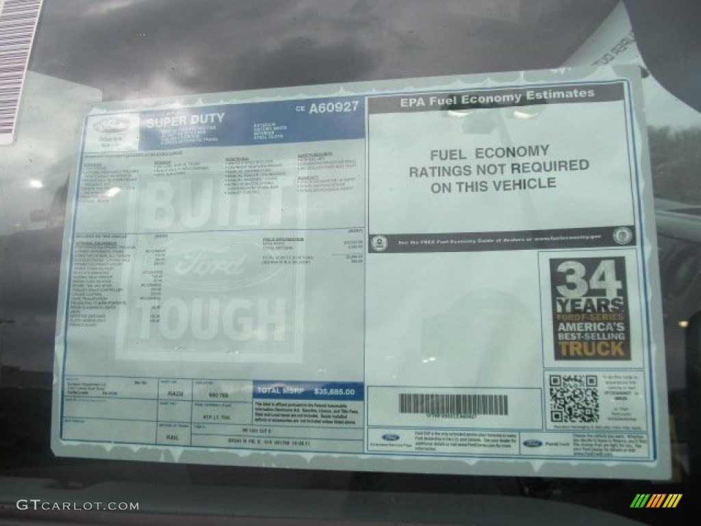 2012 Ford F350 Super Duty XL Regular Cab 4x4 Plow Truck Window Sticker Photo #56426698
