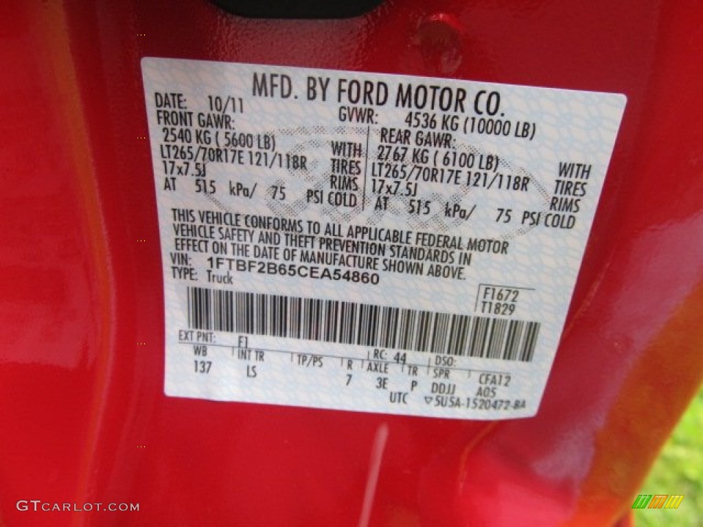 2012 F250 Super Duty XL Regular Cab 4x4 - Vermillion Red / Steel photo #19