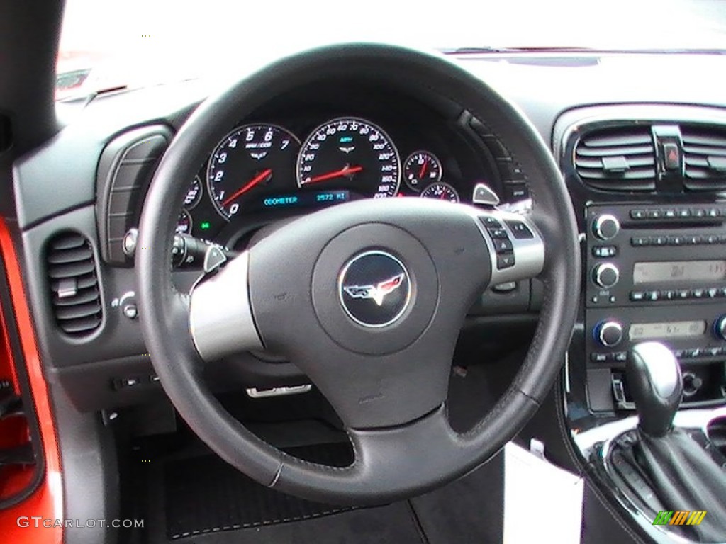 2011 Chevrolet Corvette Coupe Ebony Black Steering Wheel Photo #56430637
