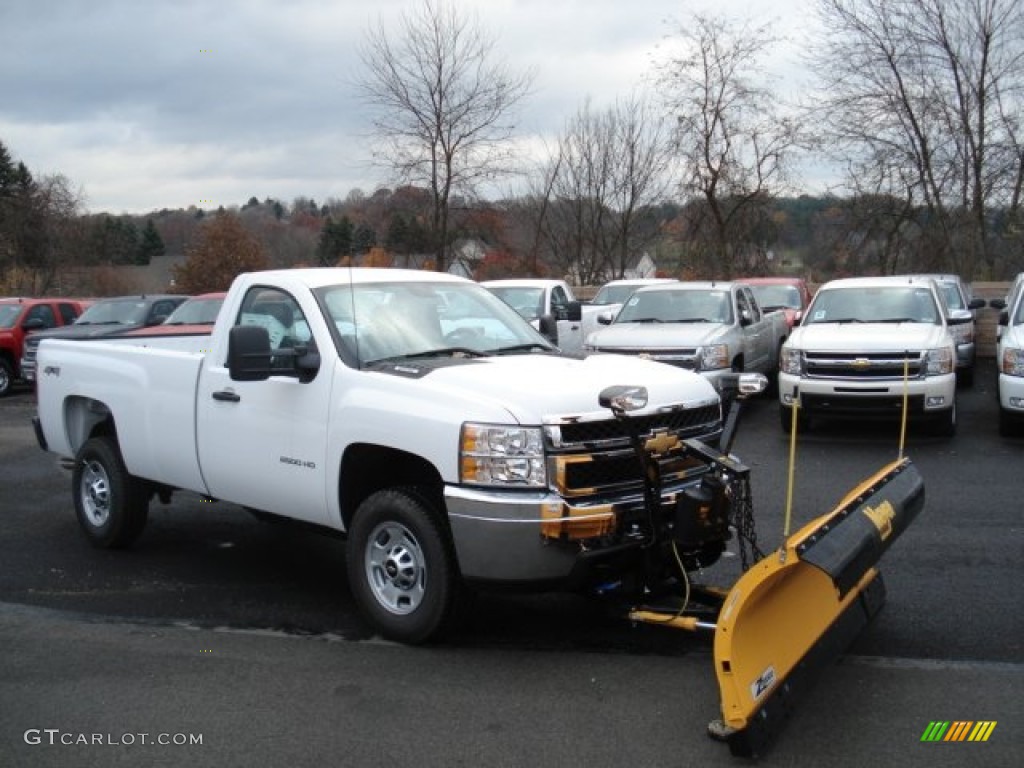 Summit White 2012 Chevrolet Silverado 3500HD WT Regular Cab 4x4 Plow Truck Exterior Photo #56435083