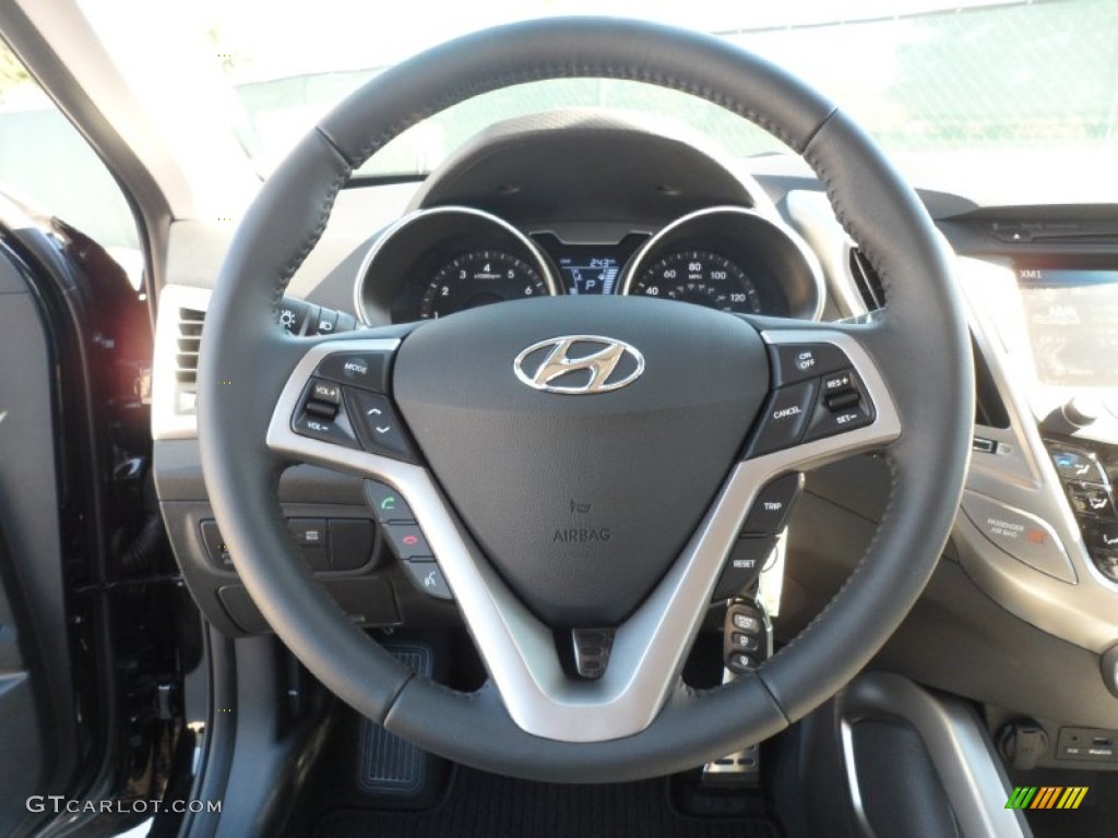 2012 Hyundai Veloster Standard Veloster Model Gray Steering Wheel Photo #56436187