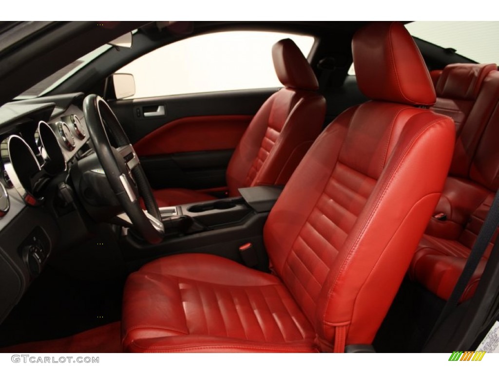 2005 Mustang V6 Deluxe Coupe - Black / Red Leather photo #6