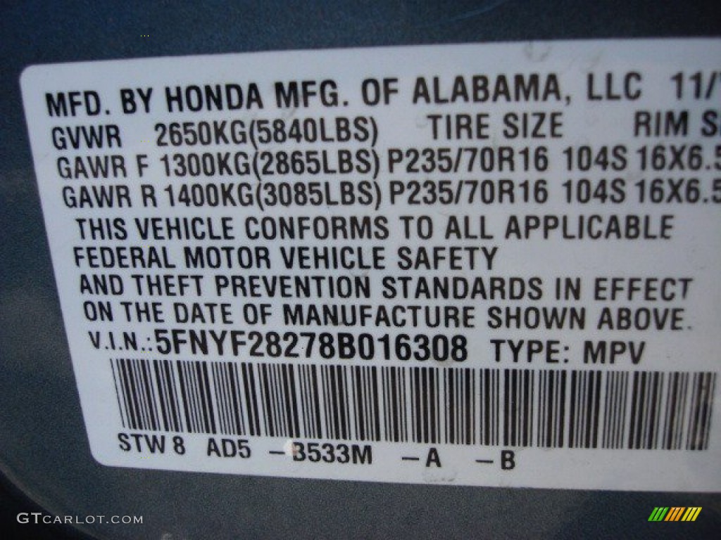 2008 Pilot Value Package - Steel Blue Metallic / Gray photo #24