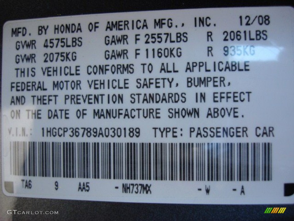 2009 Honda Accord EX V6 Sedan Parts Photos