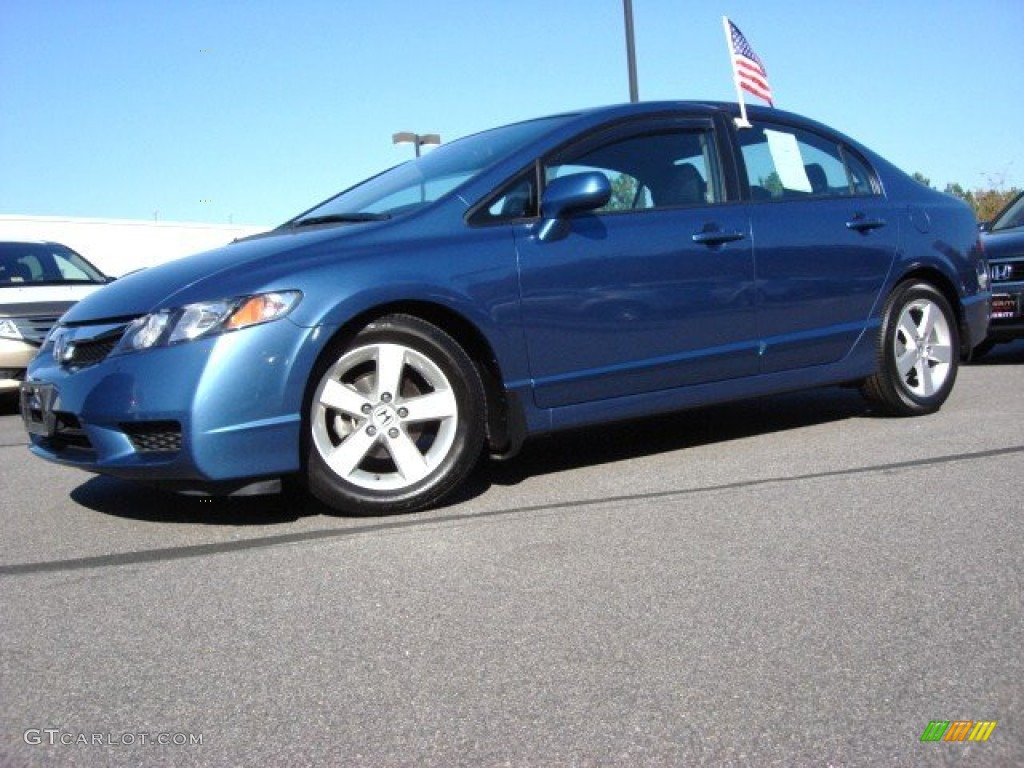 2009 Civic LX-S Sedan - Atomic Blue Metallic / Black photo #2