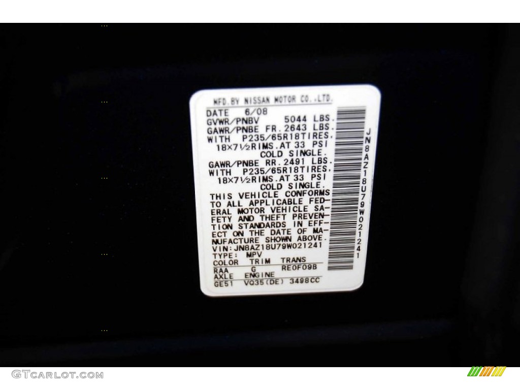 2009 Murano Color Code RAA for Deep Sapphire Metallic Photo #56449205