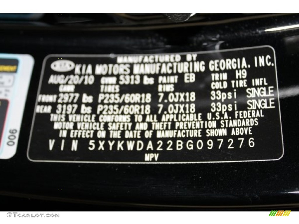 2011 Sorento SX V6 AWD - Ebony Black / Gray photo #9
