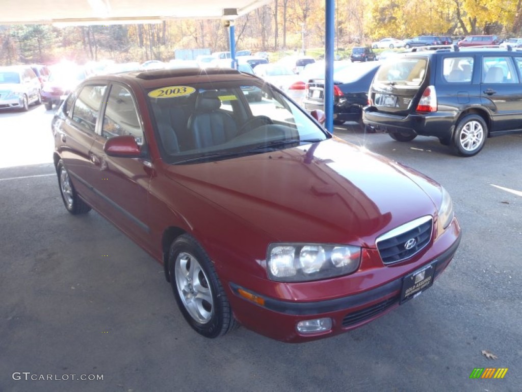 2003 Elantra GT Hatchback - Chianti Red / Dark Gray photo #1