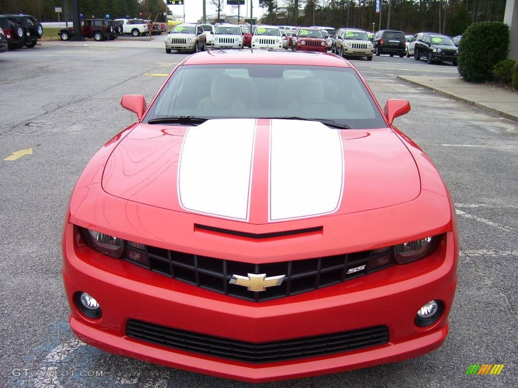 2010 Camaro SS Coupe - Inferno Orange Metallic / Beige photo #3