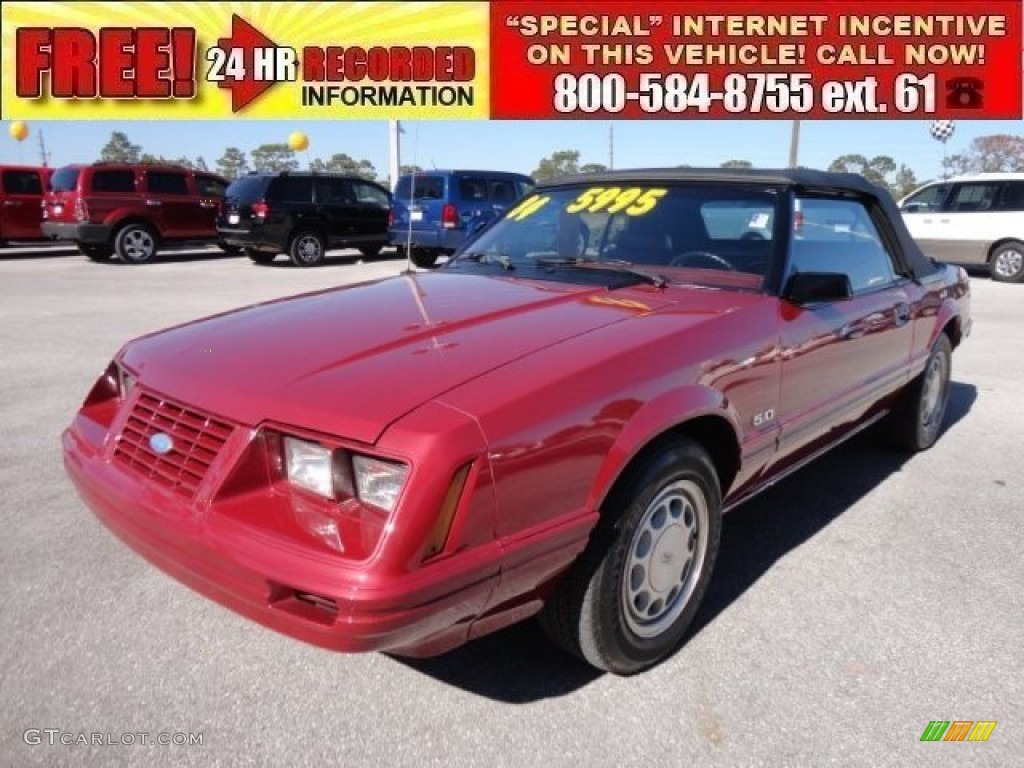 1984 Mustang LX 5.0 Convertible - Medium Canyon Red Metallic / Red photo #1