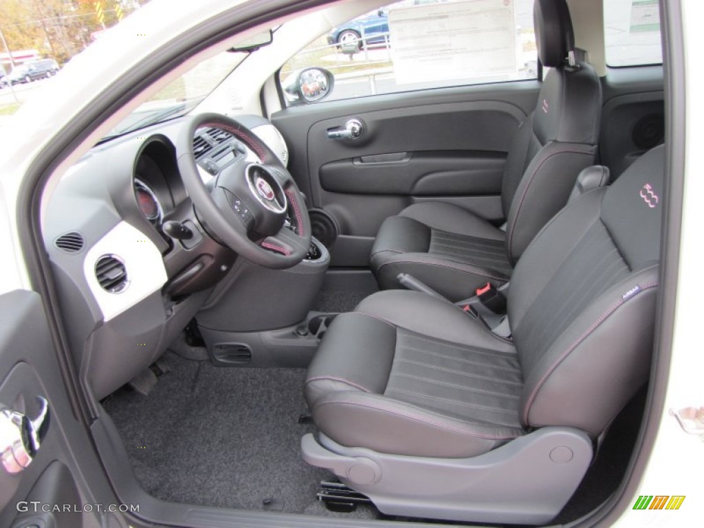 Pelle Nera/Nera (Black/Black) Interior 2012 Fiat 500 Pink Ribbon Limited Edition Photo #56483126