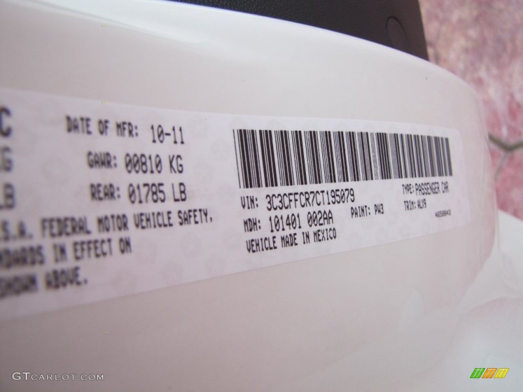 2012 500 Color Code PW3 for Bianco (White) Photo #56483186