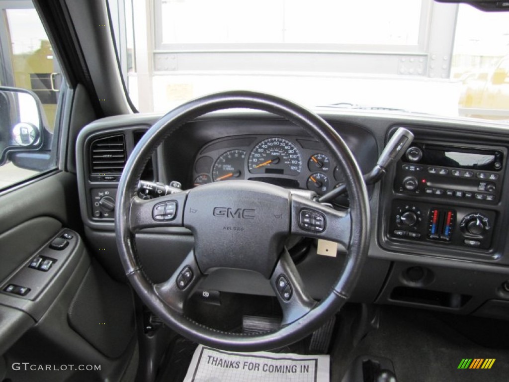 2004 GMC Sierra 2500HD SLE Extended Cab 4x4 Dark Pewter Steering Wheel Photo #56483420