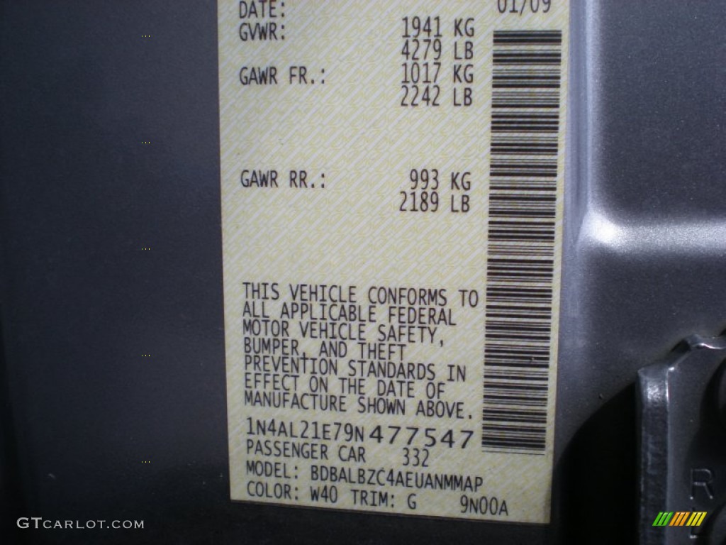 2009 Altima Color Code W40 for Precision Gray Metallic Photo #56486510