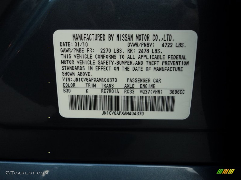 2010 G Color Code B30 for Lakeshore Slate Photo #56495499