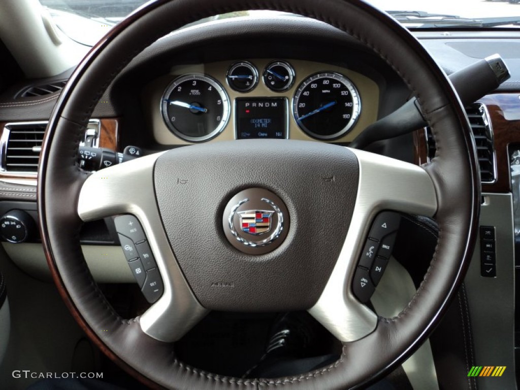 2012 Cadillac Escalade Platinum Cocoa/Light Linen Steering Wheel Photo #56497129