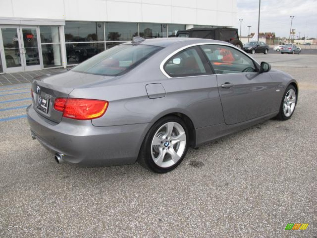 2011 3 Series 335i Coupe - Space Gray Metallic / Coral Red/Black Dakota Leather photo #3