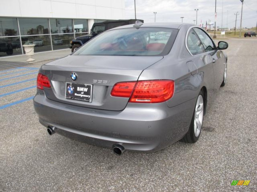 2011 3 Series 335i Coupe - Space Gray Metallic / Coral Red/Black Dakota Leather photo #4