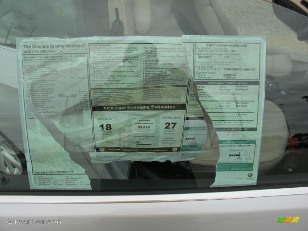 2012 BMW 3 Series 328i Convertible Window Sticker Photo #56504367