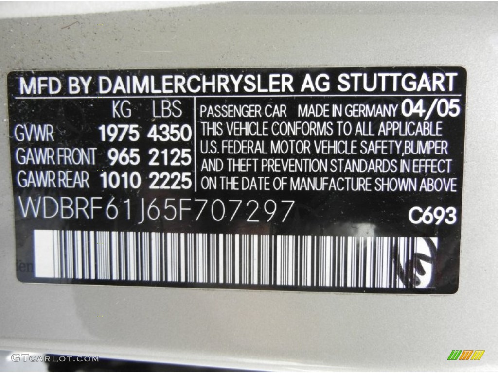 2005 C Color Code 693 for Desert Silver Metallic Photo #56504546