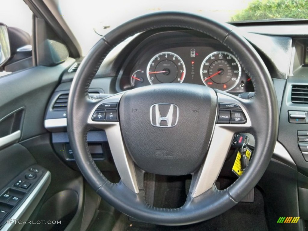 2009 Honda Accord EX-L Sedan Black Steering Wheel Photo #56505075