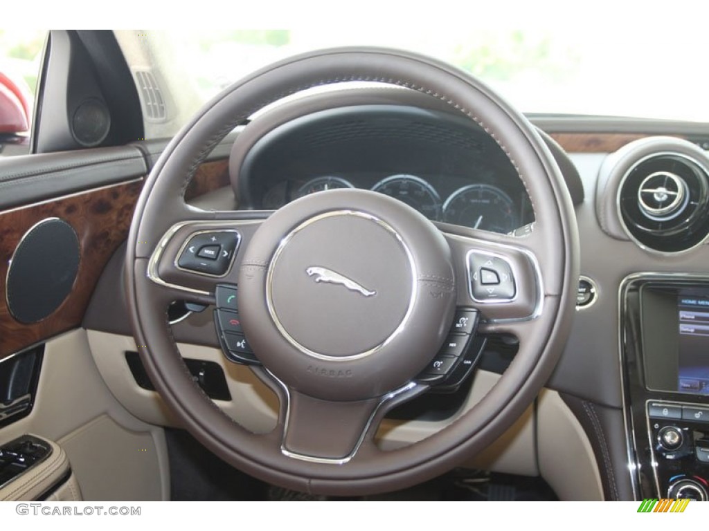 2012 Jaguar XJ XJL Portfolio Cashew/Truffle Steering Wheel Photo #56514565
