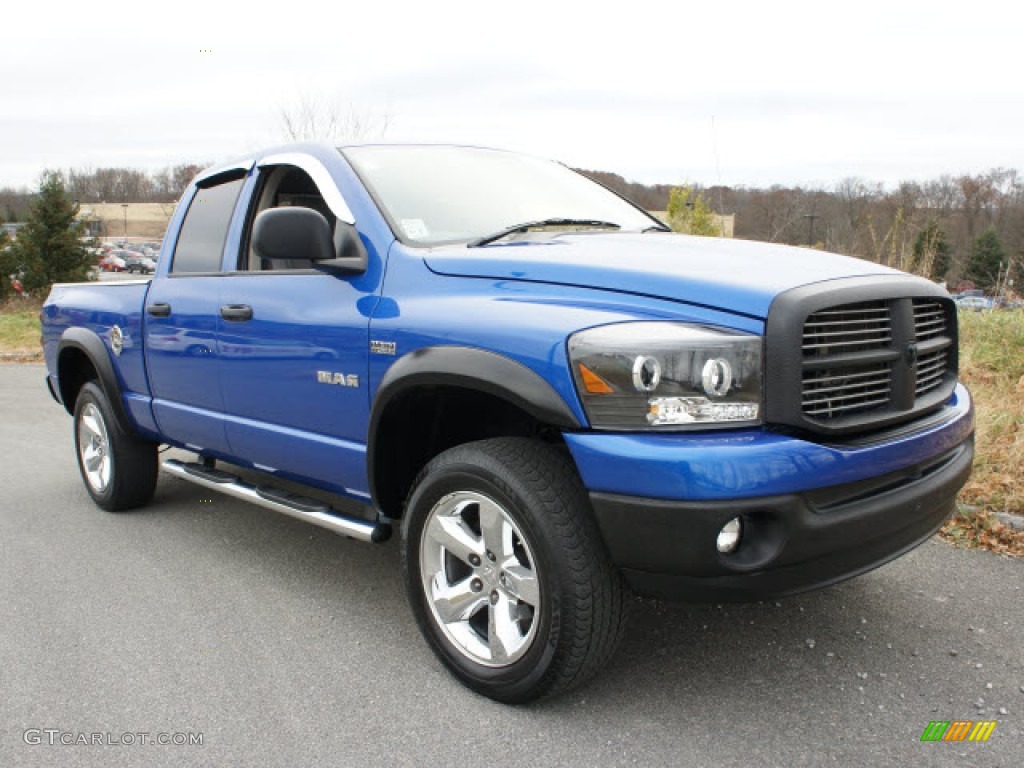 2008 Ram 1500 Big Horn Edition Quad Cab 4x4 - Electric Blue Pearl / Medium Slate Gray photo #1