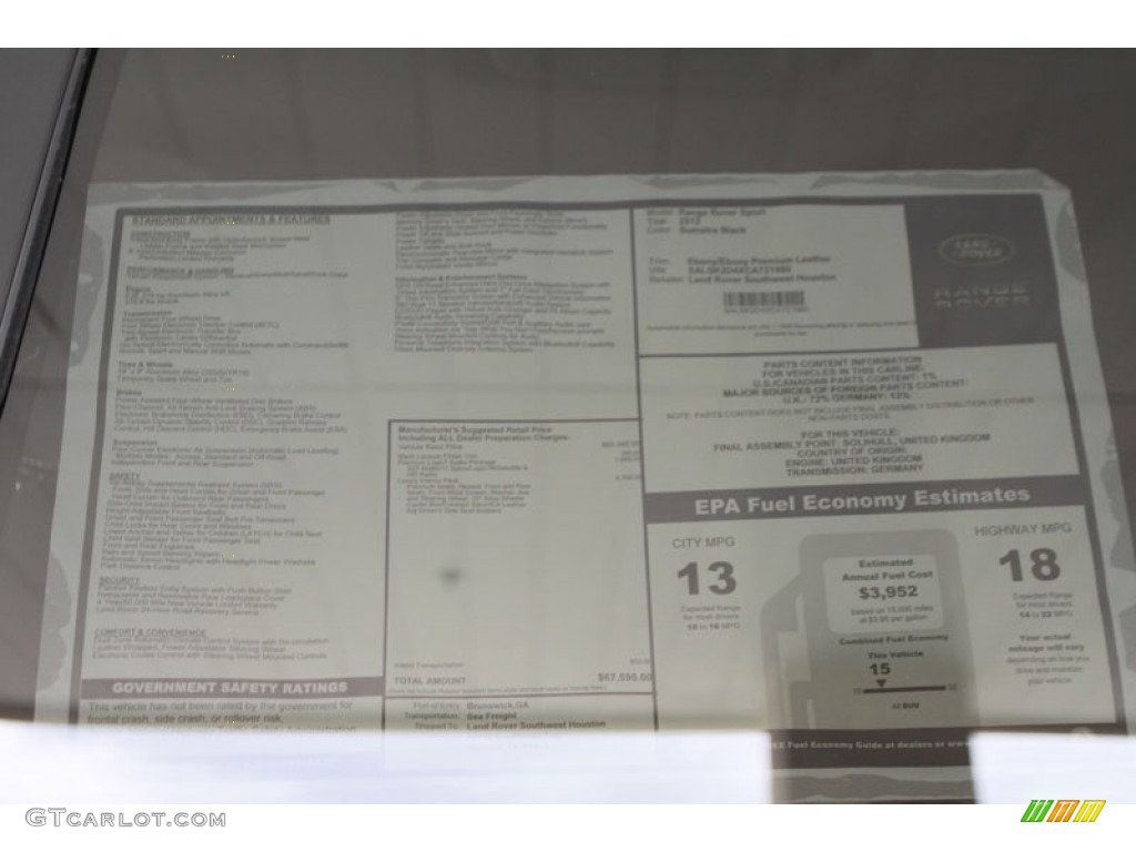 2012 Land Rover Range Rover Sport HSE LUX Window Sticker Photo #56515654