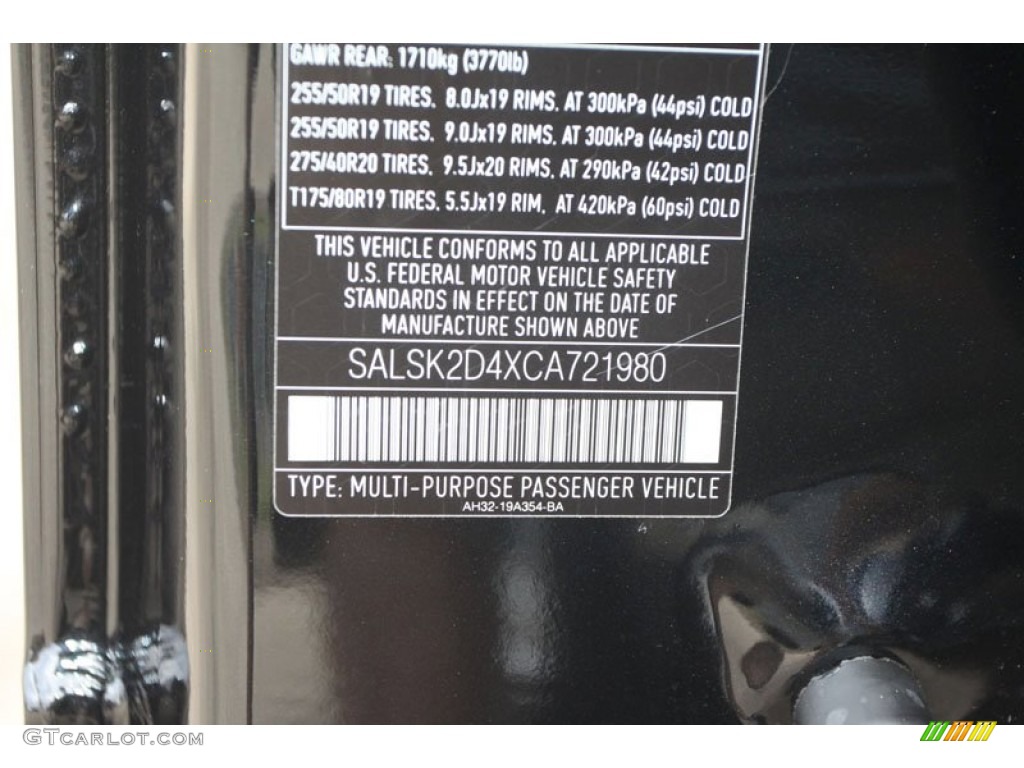 2012 Land Rover Range Rover Sport HSE LUX Info Tag Photo #56515663