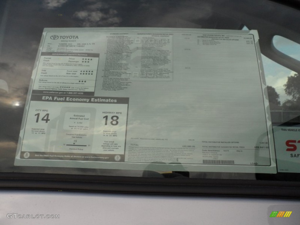 2012 Toyota Tundra SR5 Double Cab Window Sticker Photos
