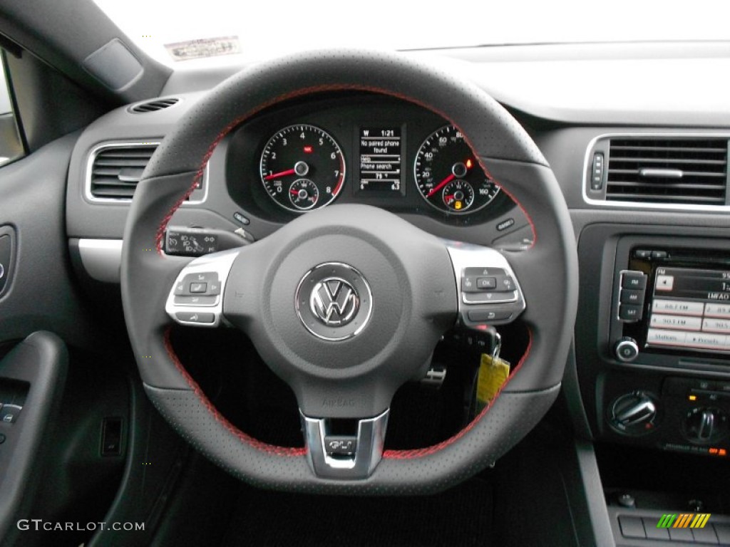 2012 Volkswagen Jetta GLI Titan Black Steering Wheel Photo #56525611