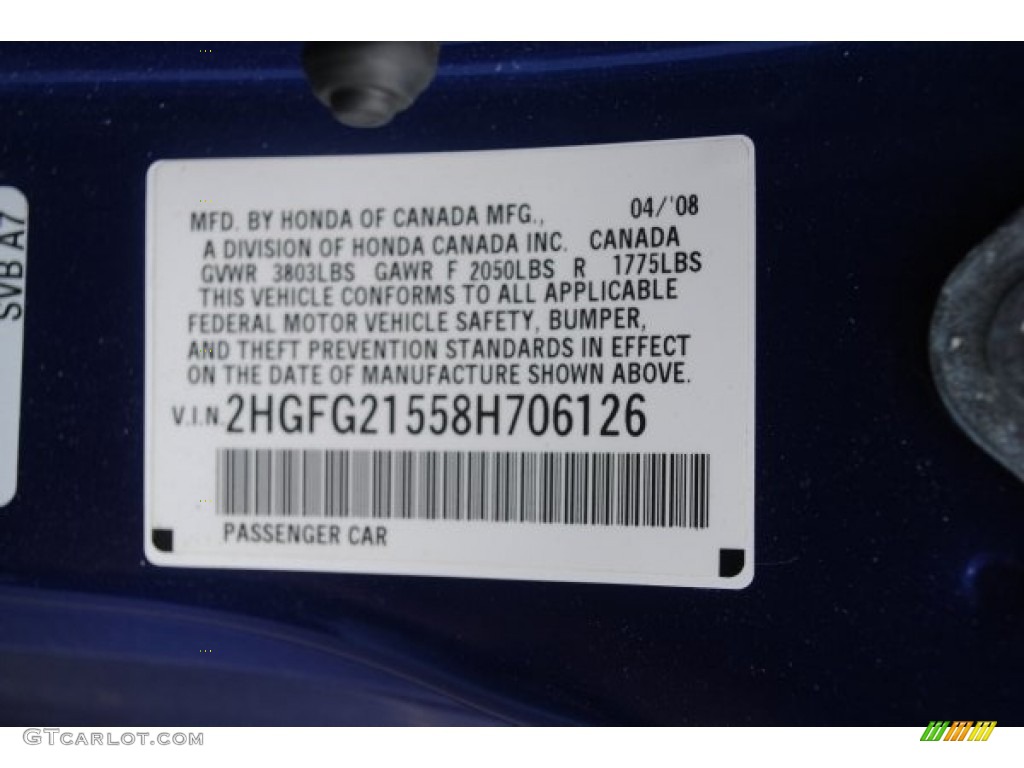 2008 Civic Si Coupe - Fiji Blue Pearl / Black photo #15