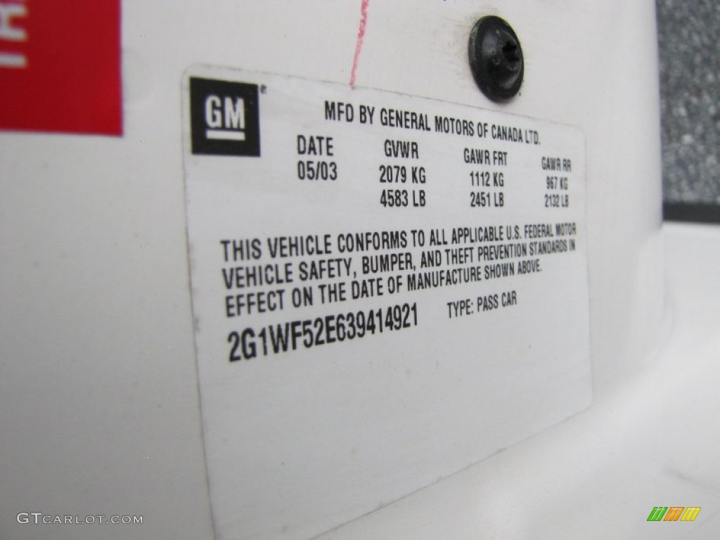 2003 Impala  - White / Medium Gray photo #15